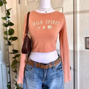 Wild Spirit Peach Long Sleeve Top